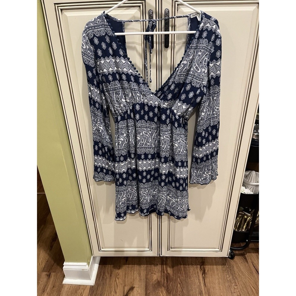 Charlotte Russe Blue/white Cut Out Open Back Short‎ Mini Party Dress Sz M